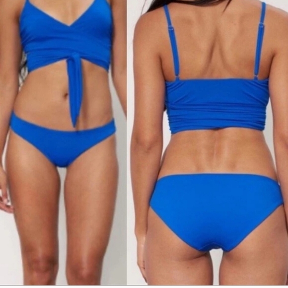 NWT Mara Hoffman Zoa Lowrise Bikini Bottoms In Baltimora Small Blue